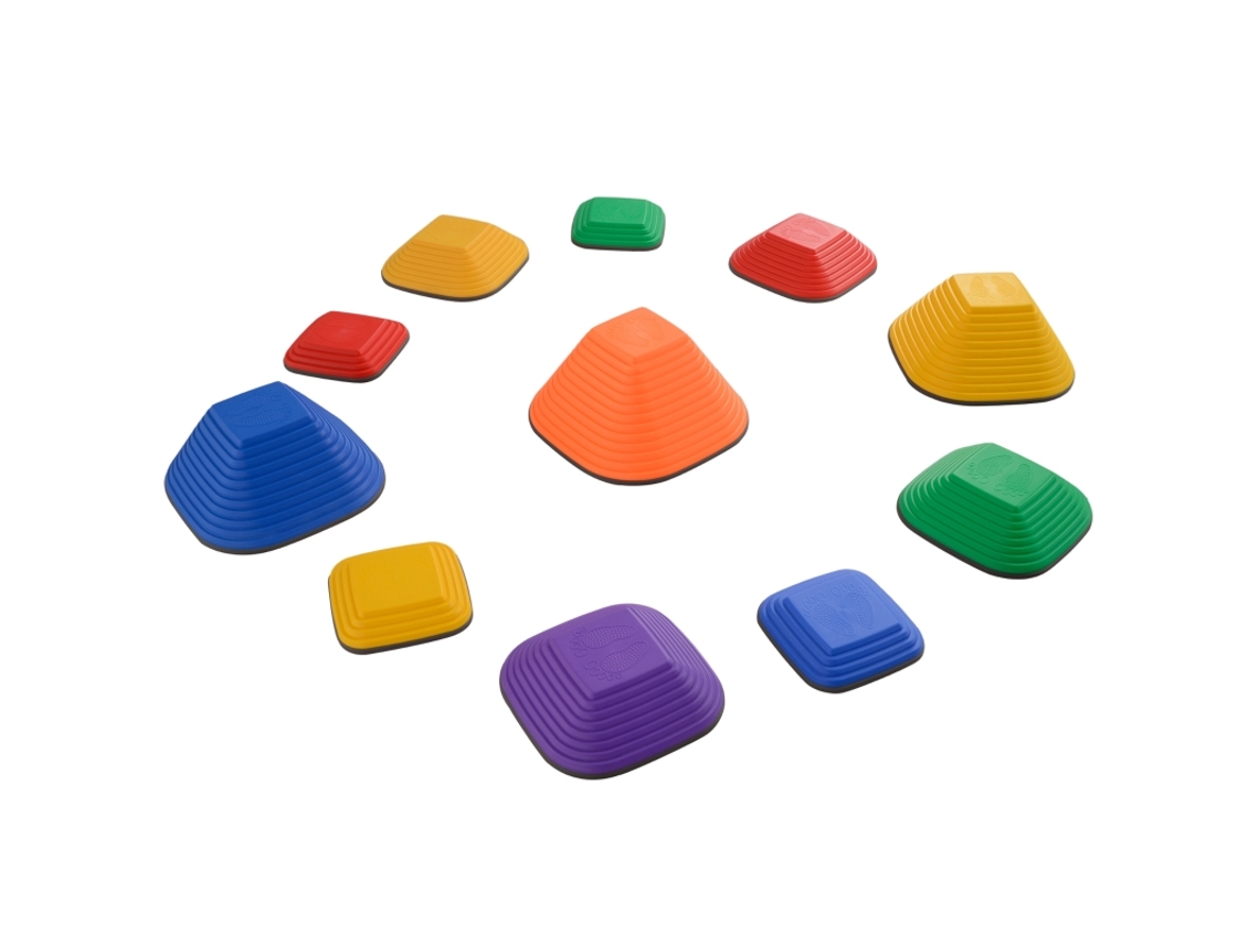 Conjunto de 11 Pedras de Equilíbrio Coloridas, Capacidade 80kg, Antiderrapantes para Crianças Dos 3 a 8 Anos Interno e Externo cs