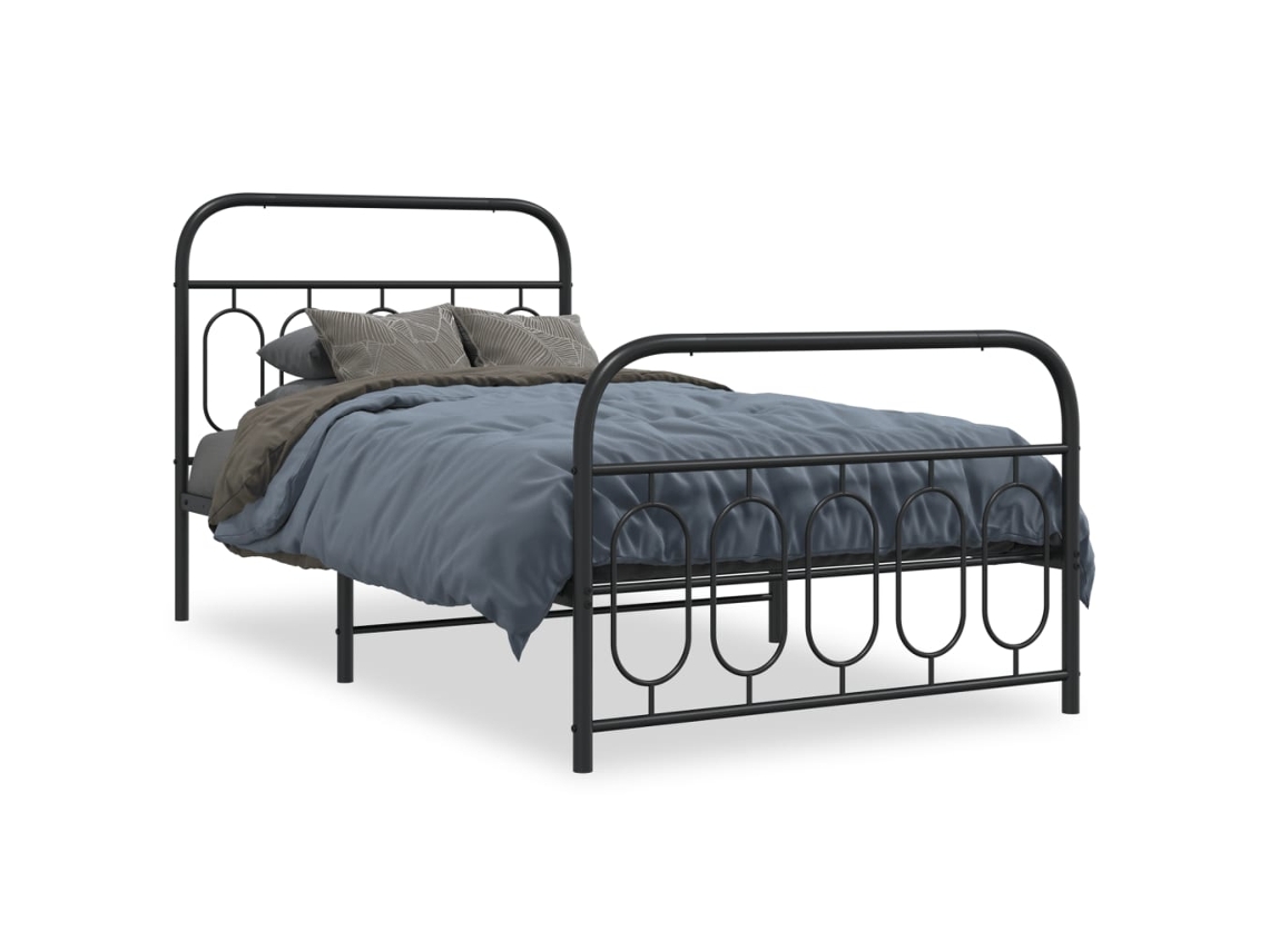 Bed Frame, Bed Frames Vidaxl Preto Metal (100 X 190 Cm)