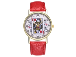 Relógio de Pulso de Moda Casual com Quartzo e Pulseira de Couro para Homens e Mulheres (vermelho)
