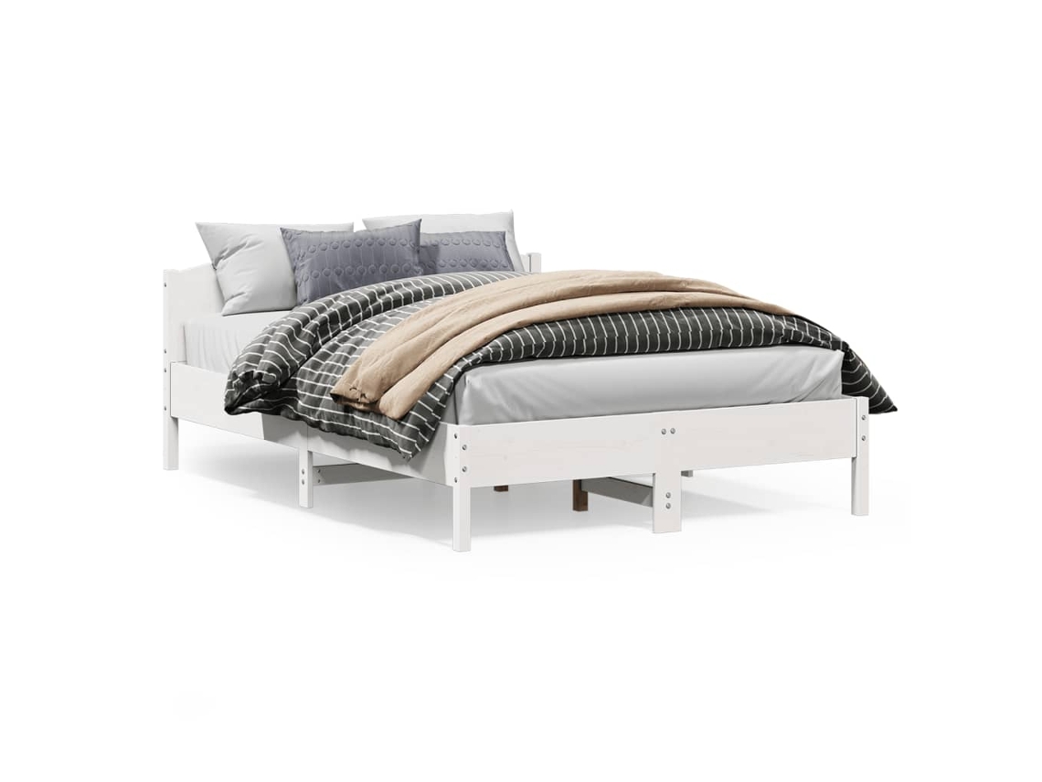 Cama Sem Colchão 160x200 cm Madeira de Pinho Maciça Branco MAISON EXCLUSIVE