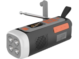 Rádio de Emergência Portátil com Lanterna Led, Manivela, Am/fm, Solar para Uso Externo e Bateria de 4500mah AQUAFORGE