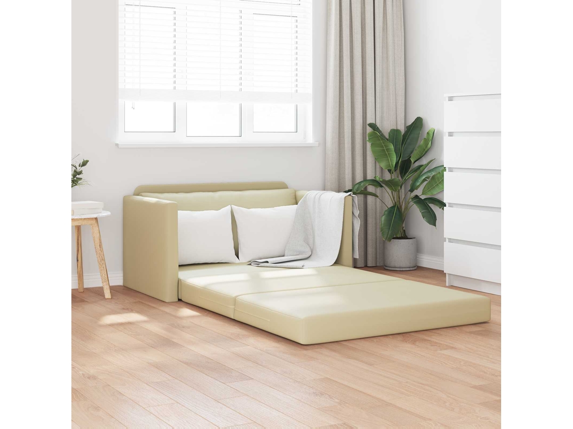 Vidaxl Sofá-cama Creme 124 X 71 X 78 Cm Couro Artificial
