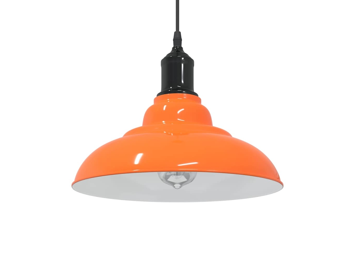 Vidaxl Candeeiro Suspenso Regulável Altura E27 Laranja Brilhante Ø31cm