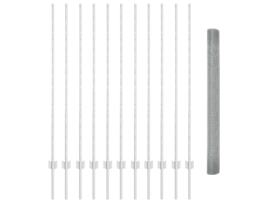 Vidaxl Cerca De Arame Soldado Com Postes 25 X 1,4 M Aço Galvanizado
