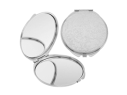 Espelho de Mão Pequeno Estilo Retrô em Metal, Compacto, para Viagens, Conjunto com 2 Peças AQUAFORGE