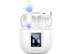 Fones de Ouvido Sem Fio Bluetooth 5.3 14,2 Mm Drivers Estéreo 4 Microfones Enc Ip7 À Prova D'água JIAPEI (branco)