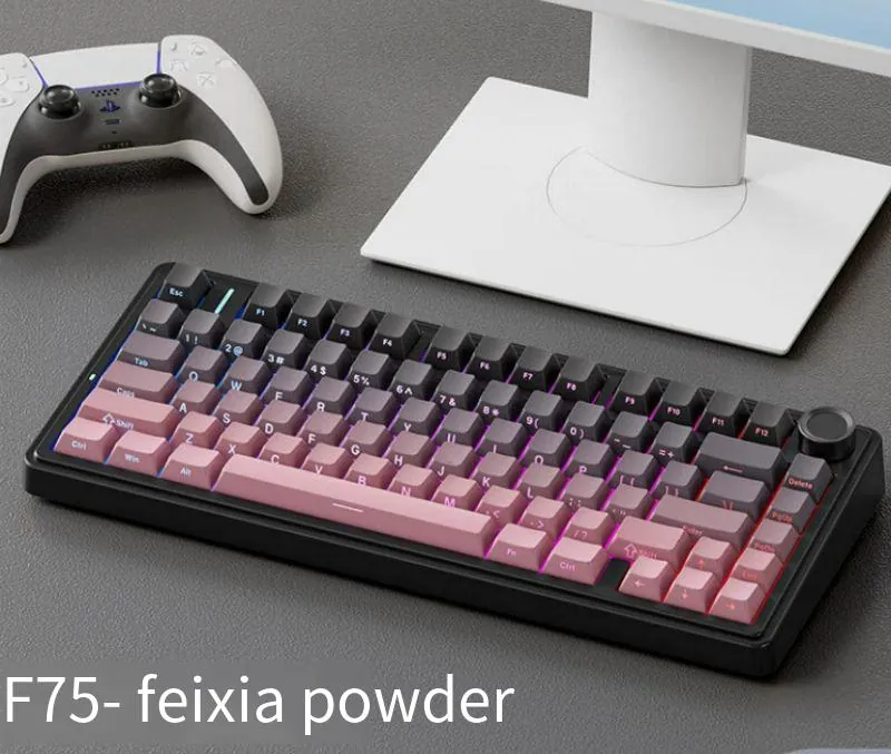 F75 Teclado Mecânico Gamer - 3 Modos - Switch Harvest - Rosa Xayah