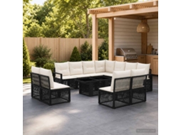 Vidaxl Conjunto De Sofá De Jardim 12 Unid. Preto E Branco Creme