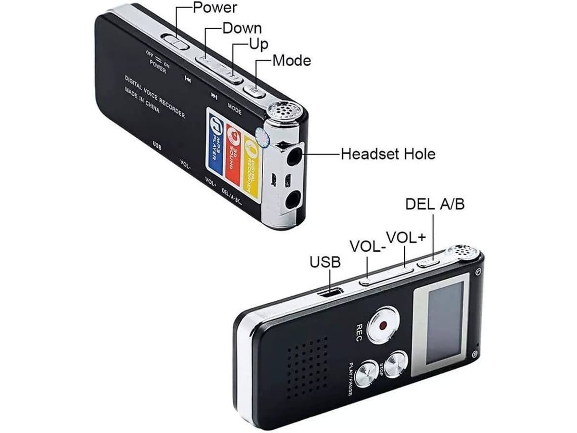 Gravador de Áudio Digital Hd Fita Cassete Mp3 Player para Entrevistas em Conferências e Palestras 8 Gbroxa