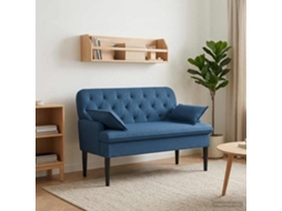 Vidaxl Sofá De Dois Lugares Com Botão Acolchoado Azul 111 X 68 X 80 Cm