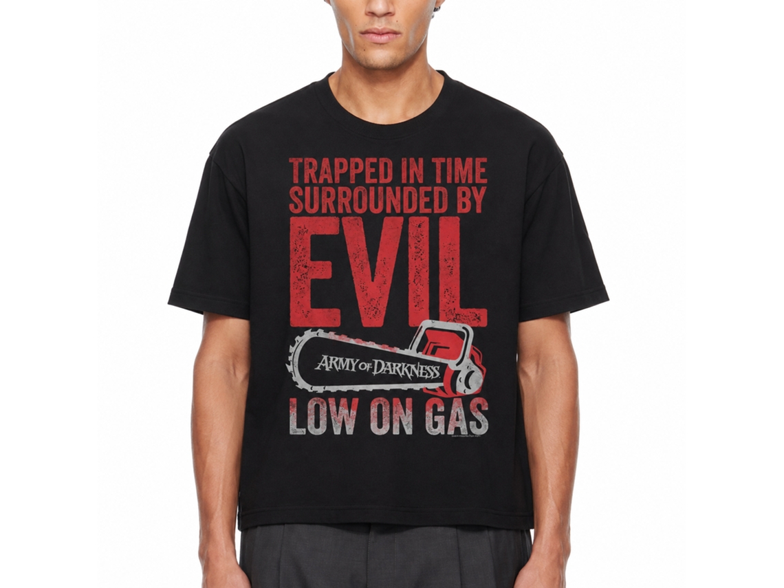 Rockinstone Army Of Darkness Movie Low On Gas Black Adult T-shirt Size:xxl