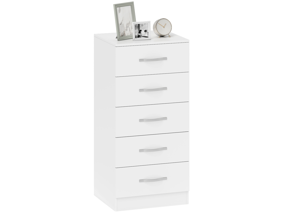 Cômoda 5 Gavetas (armário Roupa e Utensílios, Aglomerado, Branco)