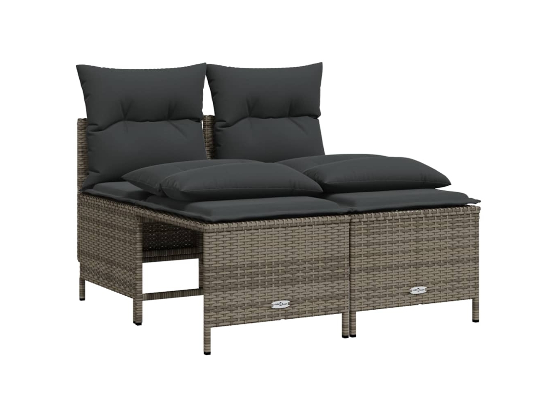 Conjunto de 4 Sofás de Jardim com Almofadões Vime Pe Cinzento MAISON EXCLUSIVE (4 pcs)
