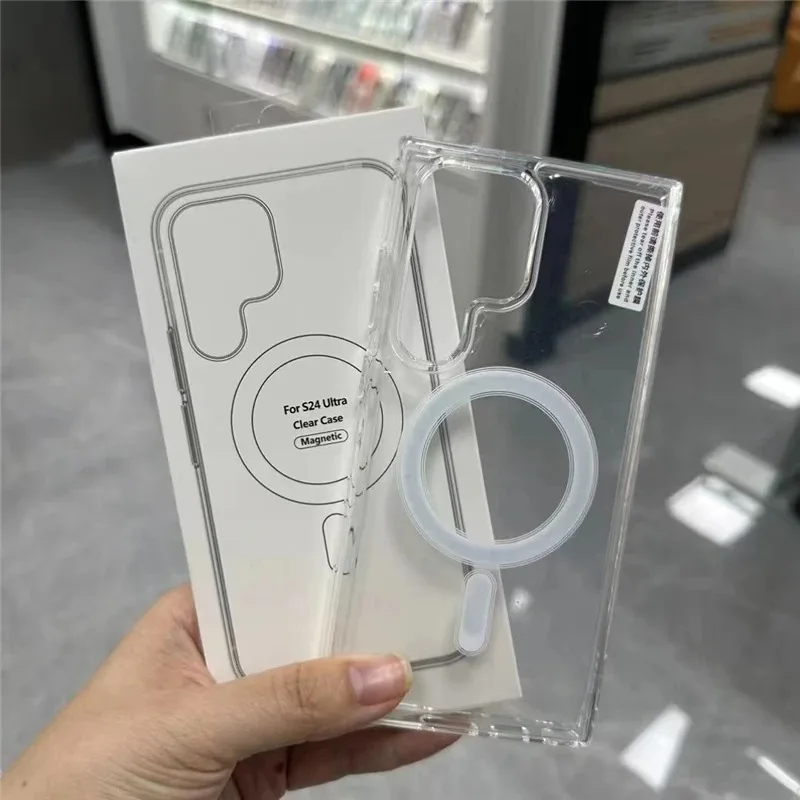(transparente Para Samsung S23) Capa Protetora Magnética Transparente Para Samsung, Compatível Com Carregamento Sem Fio Magsafe.