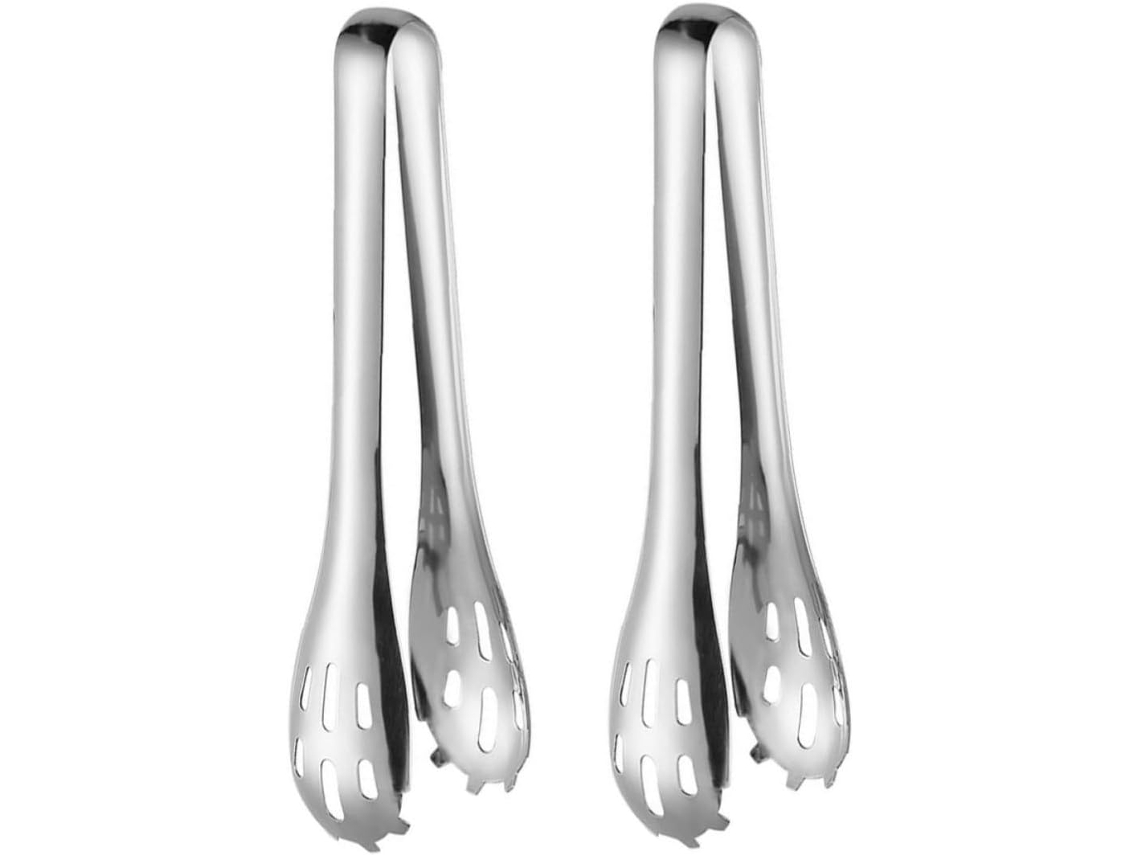 Conjunto De 2 Pinças Para Churrasco Em Aço Inoxidável Prateado, Práticas E Confortáveis De Segurar, Para Grelhar Peixe