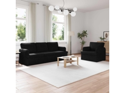 Vidaxl Conjunto De Sofás 2 Unid. Preto Tecido