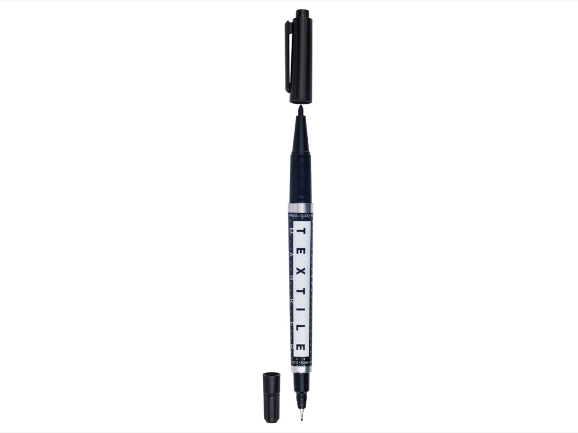 Marcador MOLIN de Tecido Dupla Ponta 4 mm e 1 mm (Preto)