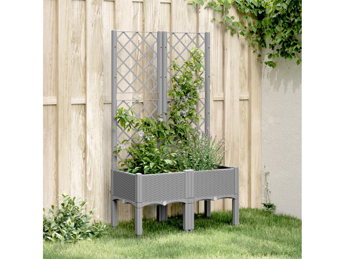 Floreiravasocaixa Jardim C/ Treliça 80x40x142 Cm Pp Cinzento Claro Lovely Home