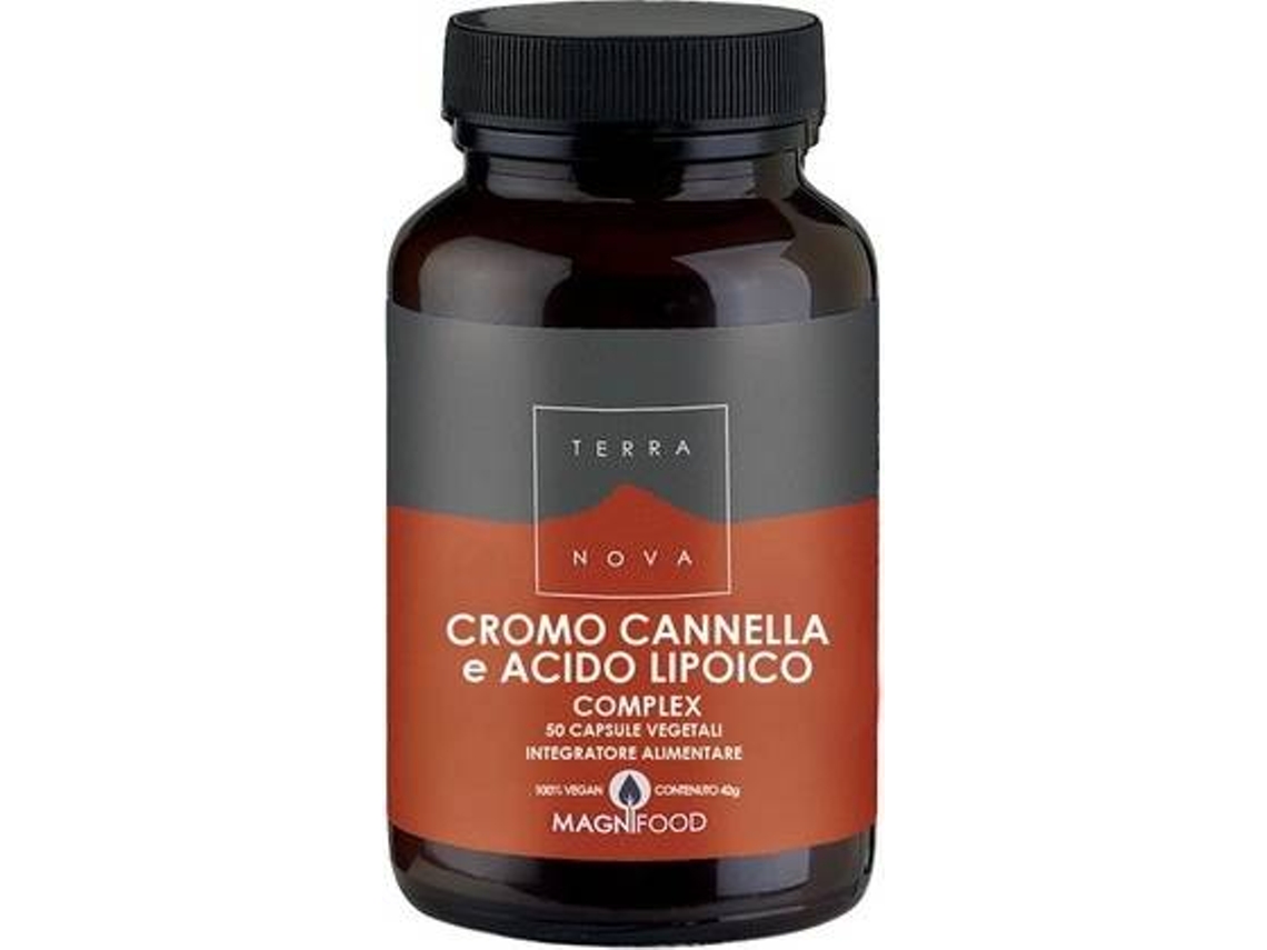 Suplemento Alimentar TERRANOVA Complexo De Crómio Canela E Ácido Lipoico (50 cápsulas)