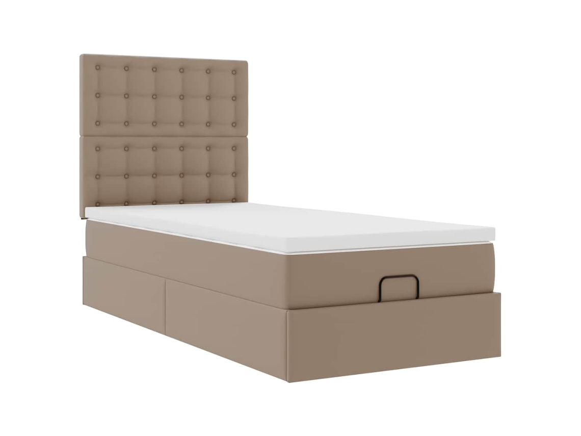 Estrutura de cama otomana com colchão VIDAXL Cappucino couro falso