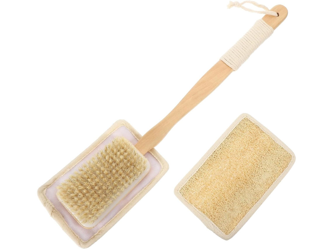 Lurelia Bucha Vegetal De Banho Para Costas E Corpo, Bucha Vegetal, Cabo Longo E Com Argola, Uso Diário