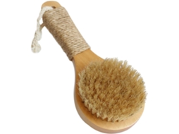 Escova De Banho Madeira Antiderrapante 20cm Com Cerdas Naturais Para Esfoliação Corporal E Remoção Impurezas Cor