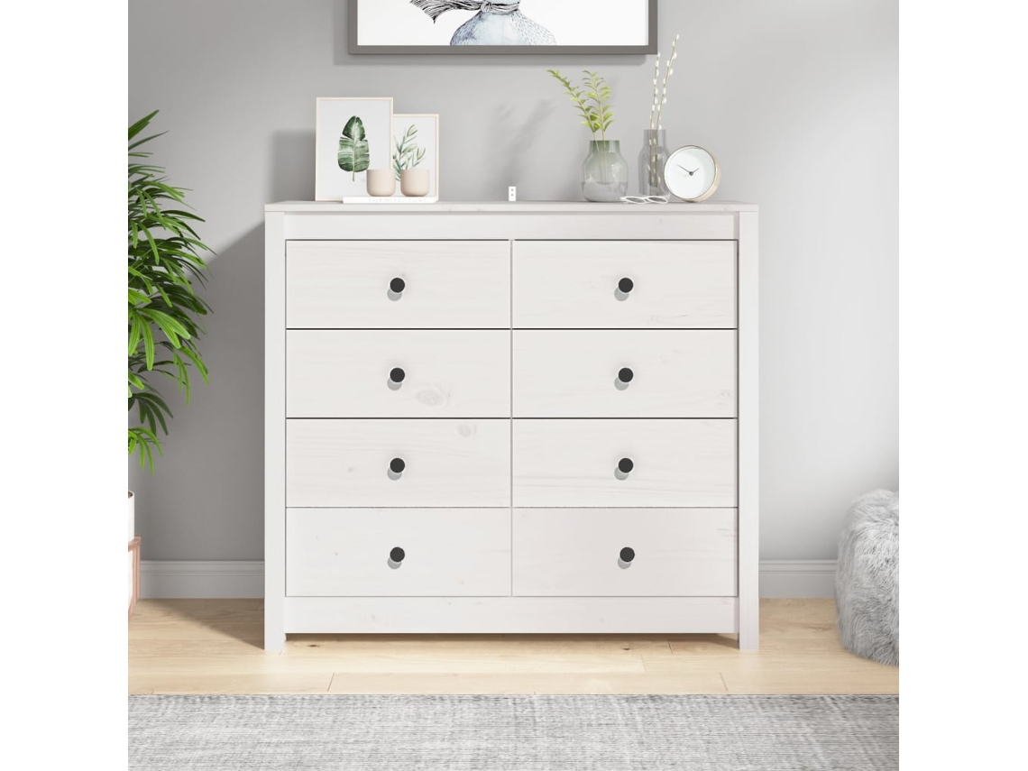 Vidaxl Armário De Apoio 100x40x90 Cm Pinho Maciço Branco