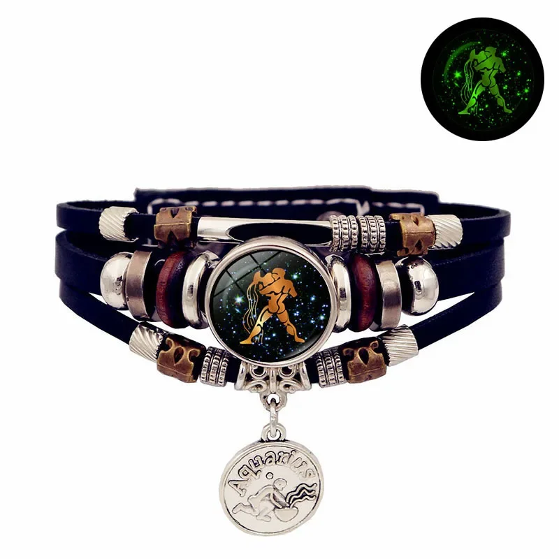 Pulseira Vintage Do Signo De Aquário Que Brilha No Escuro.