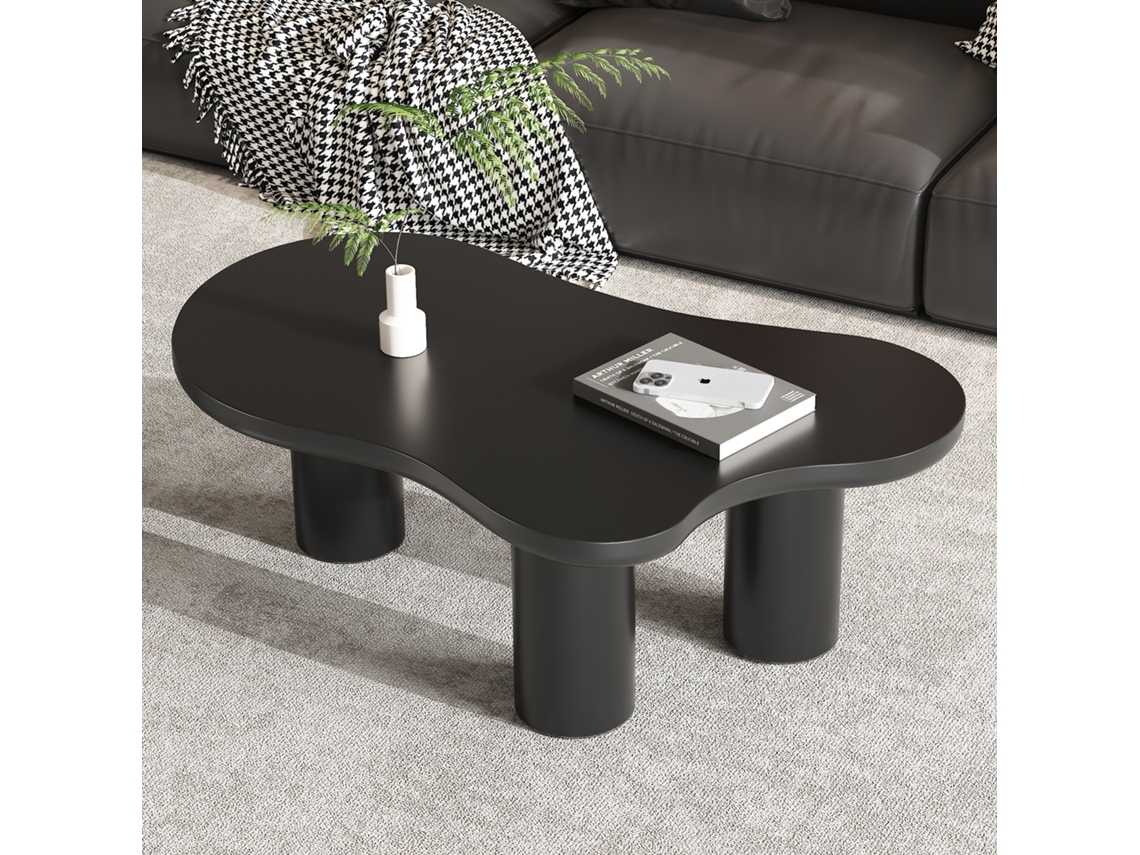 Mesa de centro Nuvem Irregular 107x66x40,5 cm com PAPRIKA, também em MDF, pés em PVC e base em Feltro Preto para decoração moderna.