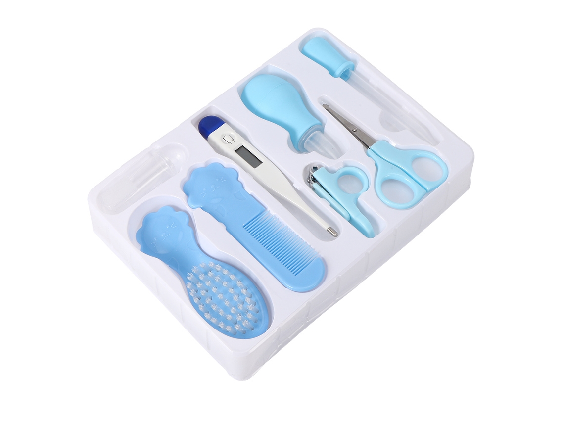 Kit De Cuidados Infantil Bebê Novo Com Tesouras De Unha Seguras E Acessórios De Saúde Azul
