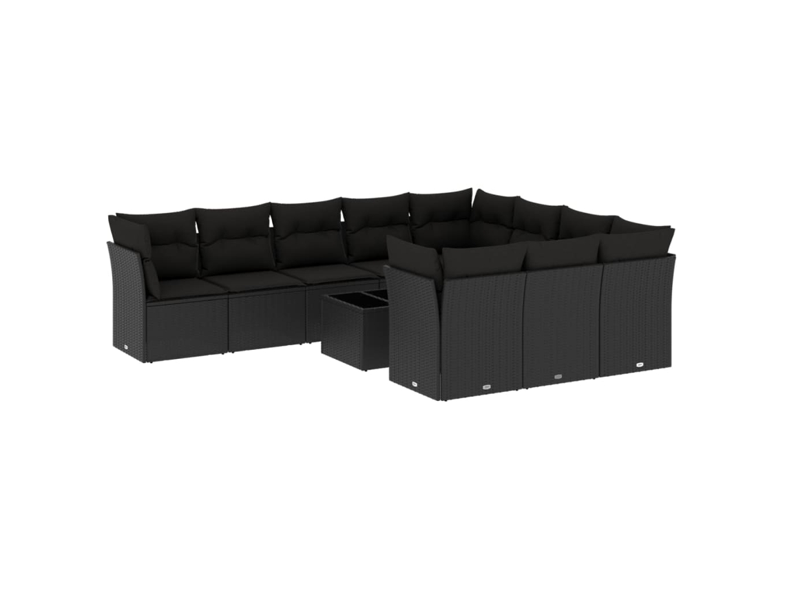 Maison Exclusive - 11 Pcs Conjunto Sofás De Jardim C/ Almofadões Vime Pe Preto