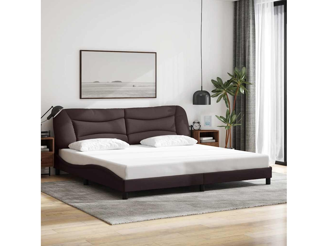 Vidaxl Estrutura De Cama Sem Colchão Hvar 200x200 Cm Tecido Castanho-escuro