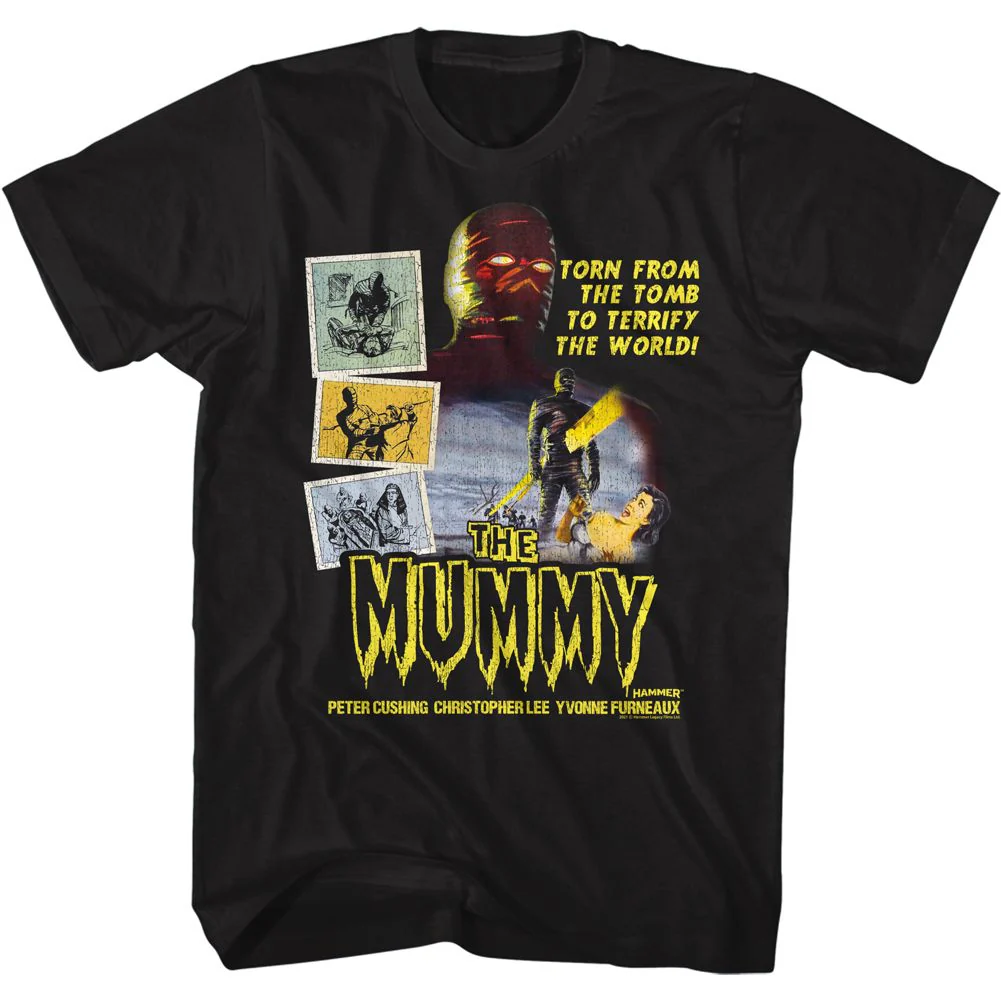 Unisex Adult T-shirt Rockinstone Horror Movies Mummy With Photographs Black Sizel
