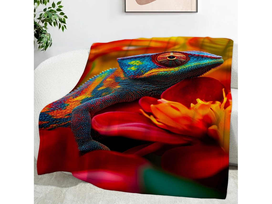 Manta Cameleon Floral 100x130 Cm Multifuncional Macia Aconchegante em Flanela Ideal para Cama Escritório Cochi