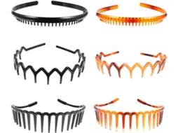 Elásticos de cabelo ondulados de plástico antiderrapantes para cabelos danificados, pacote com 6 unidades.