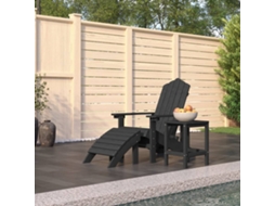 Vidaxl Cadeira Jardim Adirondack C/ Apoio De Pés/mesa Pead Antracite