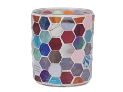 Vidro Moderno Europeu Castiçal Mosaico Hexagonal Colorido Castiçal Casa Vela D BRILVIBERA