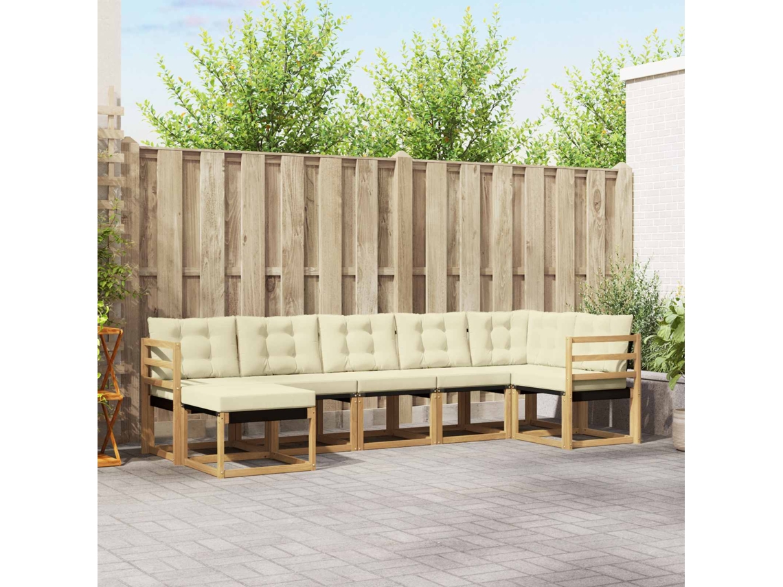 Vidaxl Conjunto De Sofás Para Exterior 7 Unid. Branco E Creme