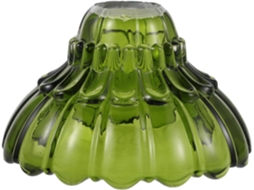 Abajur De Vidro Verde Com Estampa Floral, Pequeno, 17 Cm De Diâmetro X 10 Cm De Altura.