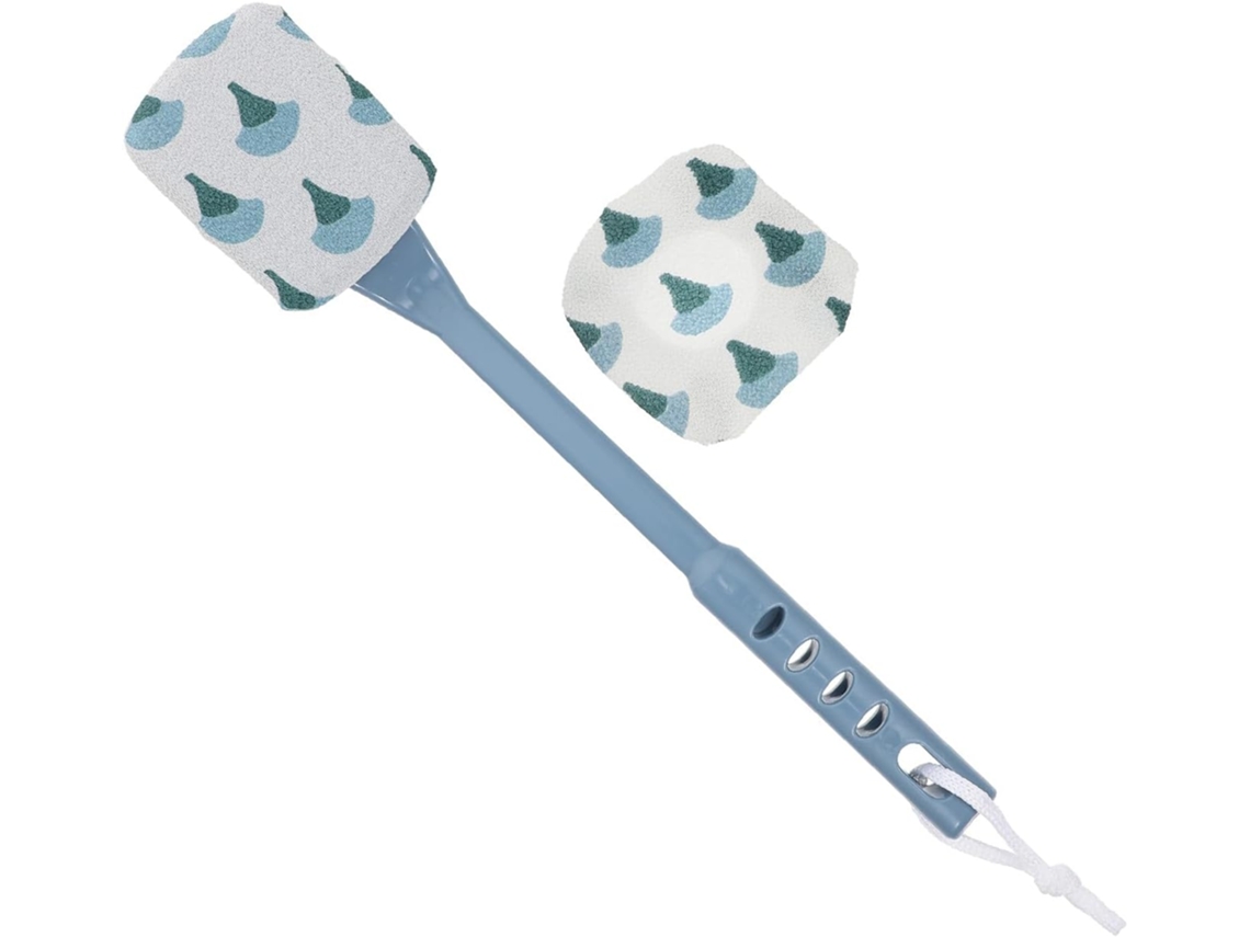 Escova Esfoliante Corporal Azul Healifty Com Cabo Longo, Fibra E Esponja Para Limpeza Profunda, Massagem Relaxante E Uso