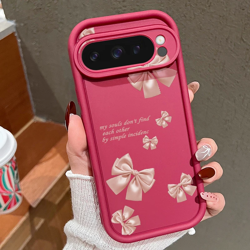 (bordô) Capa De Celular Google Pixel 10 Pro Xl Em Tpu Com Estampa De Laço Rosa Fofo
