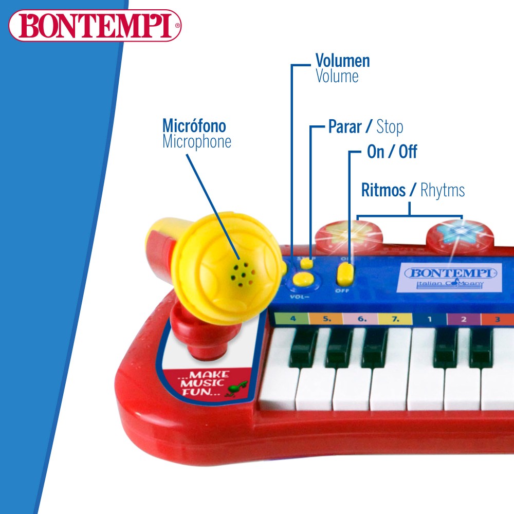 Piano Eletrónico Bontempi c/ Microfone e Banco 24 teclas - Autobrinca Online