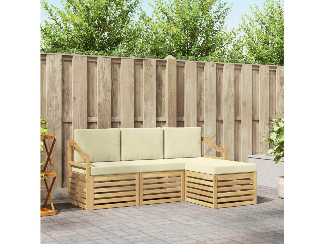 Vidaxl Conjunto De Sofás Para Exterior 4 Unid. Branco E Creme