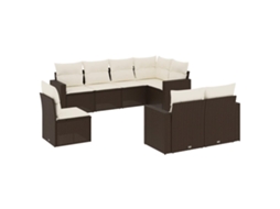 Conjunto de 8 Sofás de Jardim com Almofadões Vime Pe Castanho MAISON EXCLUSIVE (8 pcs)