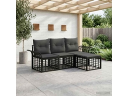 Vidaxl Conjunto De Sofás Para Exterior 4 Pcs Preto E Cinza Escuro