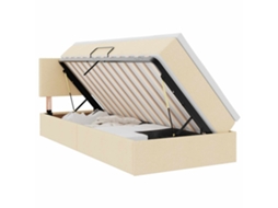 SYFAX™ Cama de Armazenamento Led com Colchão Creme 100 X 200 Cm Tecido