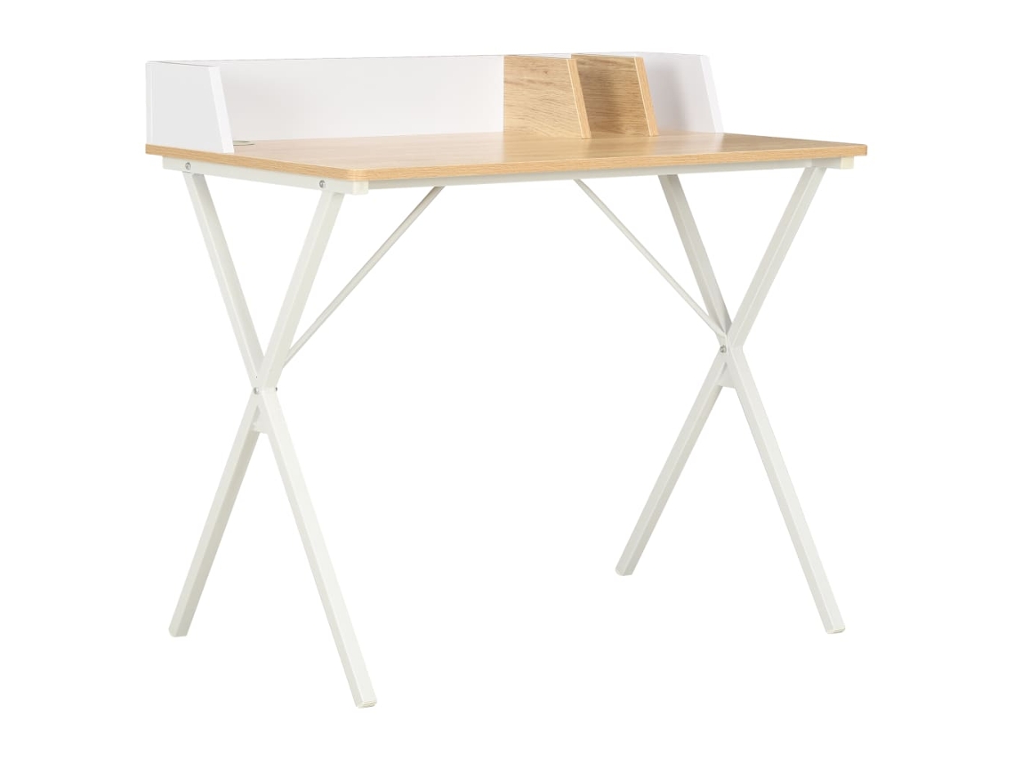 Vidaxl Secretária 80x50x84 Cm Branco E Natural
