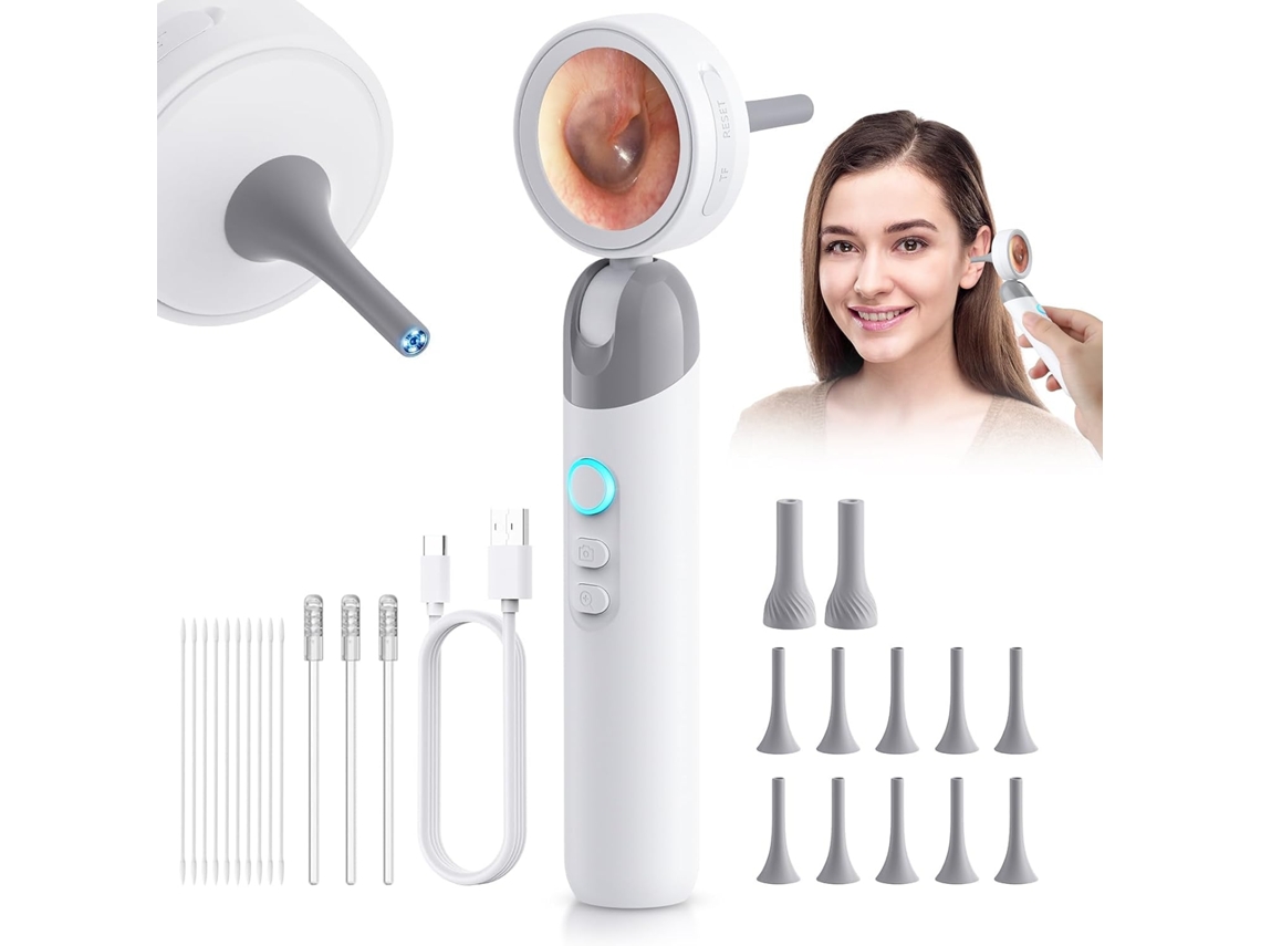 Otoscópio Com Câmera Auricular Hd 1080p Para Uso Familiar, Tela De 1, 38'' De Grau Médico, Compatível Com Telemedicina, 12 Pontas De Silicone