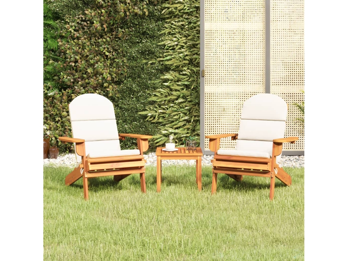 Vidaxl 3 Pcs Conjunto Lounge De Jardim Adirondack Acácia Maciça