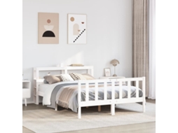 Cama Sem Colchão 150x200 Cm Madeira De Pinho Maciça Branco